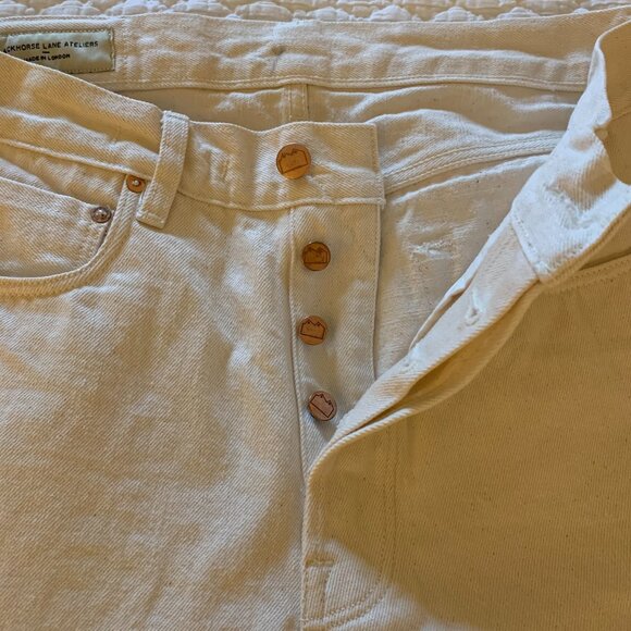 Blackhorse Lane Ateliers -- NW8 Heritage Slim 13oz Italian Ecru Raw Mens Jean - Picture 3 of 4